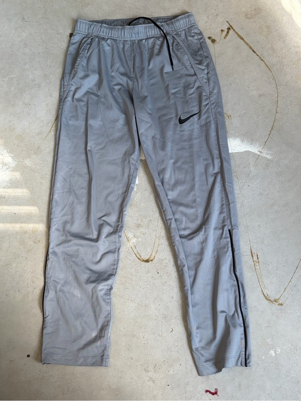 Nike Dri-Fit Grey Athletic Track Pants Ankle Zip Mens Small
